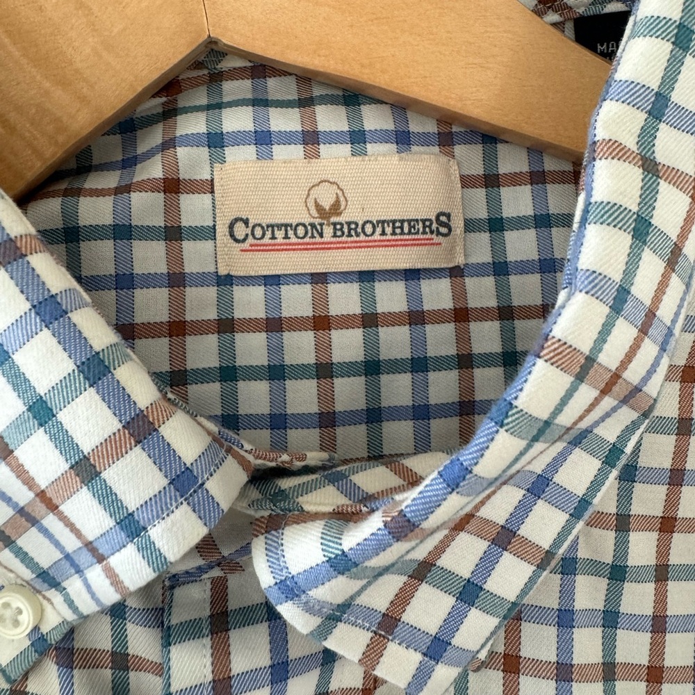 Blue and Brown Casual Button Down Shirt